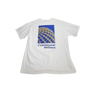 VTG Continental Airlines Big Logo T-Shirt Double-Sided 90s Size Large Aviation